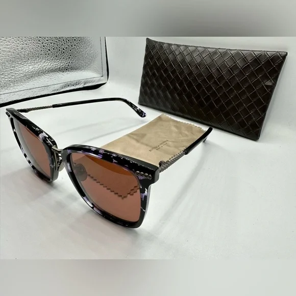 Bottega Veneta Square Ladies Sunglasses BV0102S 003 Bottega Veneta BV1012S 003 Gold Brown Lens Square Sunglasses  main image 4